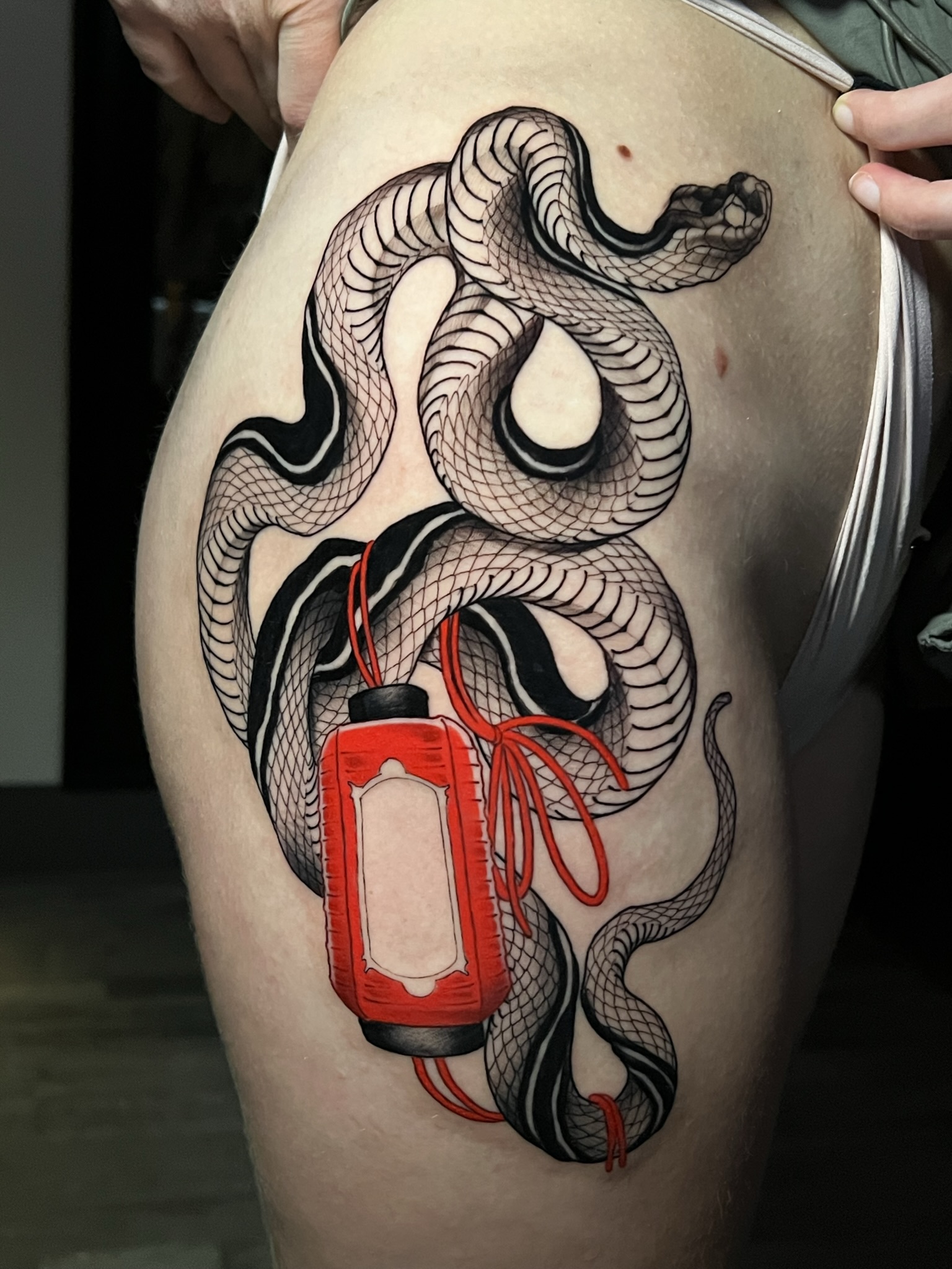 Neo-Traditional Japanese snake tattoo by Matt Heinzeroth at Modified Tattoo Gallery