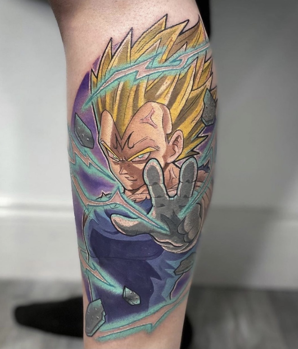 Color Dragon Ball Z Majin Vegeta anime tattoo by Steph Modified